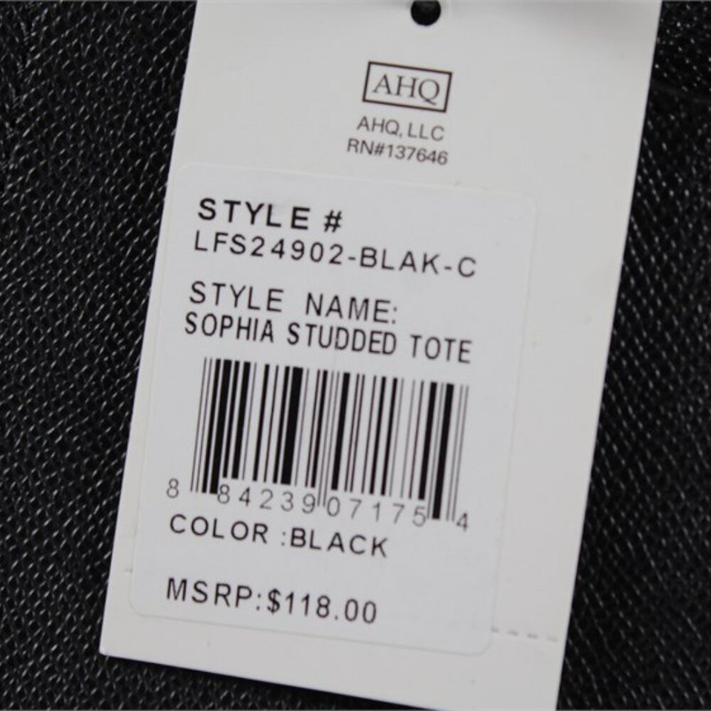 London Fog Black Sophia Studded Tote Shoulder Bag - Picture 3 of 8